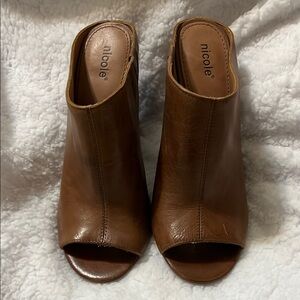 Nicole Brown Peep Toe Women's Shoes